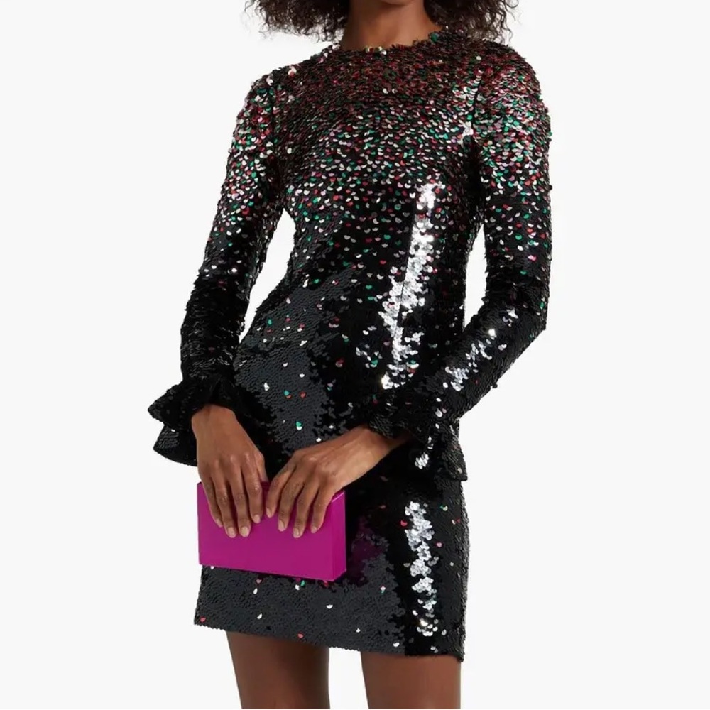Valentino Garavani Black Bell Sleeve Bodycon Dress